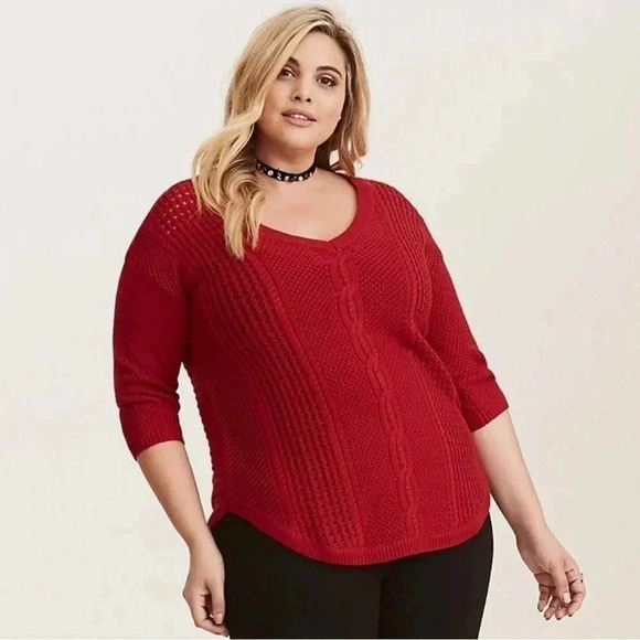 Torrid Red Cable Pullover Sweater Size 3X NWT - Picture 1 of 7